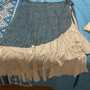 Summersalt Asymmetrical Polka Dot Skirt - Navy and White